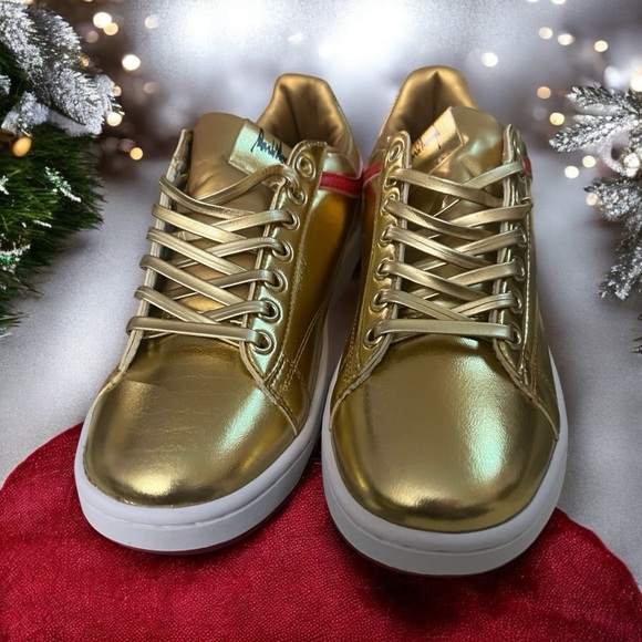 Trump Sneakers Men's Gold Patriotic Sneakers Size 7 - Picture 15 of 16